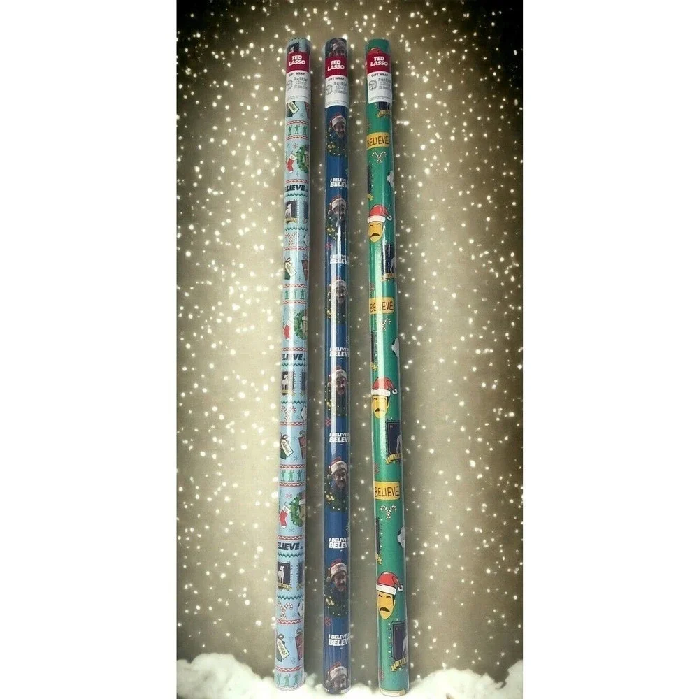 Ted Lasso Christmas Holiday Gift Wrap Set 3 Rolls‎ Believe AFC Richmond